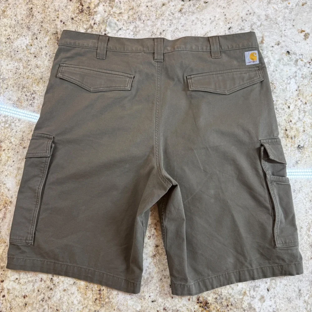 Carhartt Rugged Flex Cargo Work Shorts Mens 40 Moss Canvas Relaxed Fit BS3542